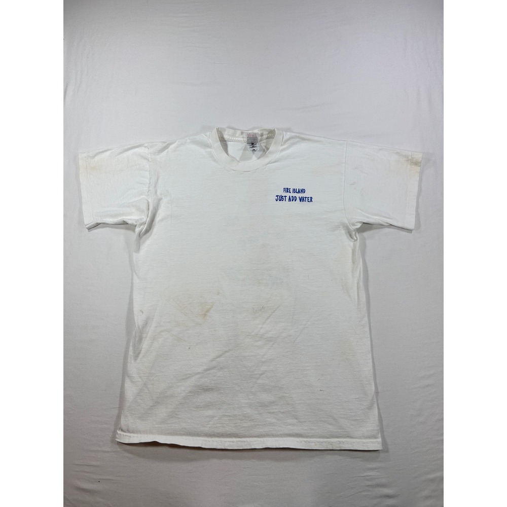 Vintage Fruit of the Loom Fire Island Happy Day T-Shirt White Large Made in USA